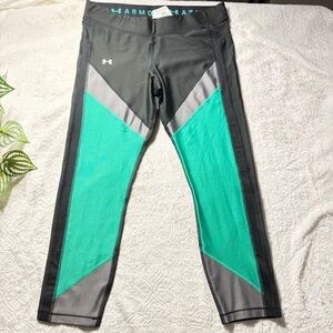 Under Armour HeatGear Women’s XL Compression Leggings Gray Teal Colorblock